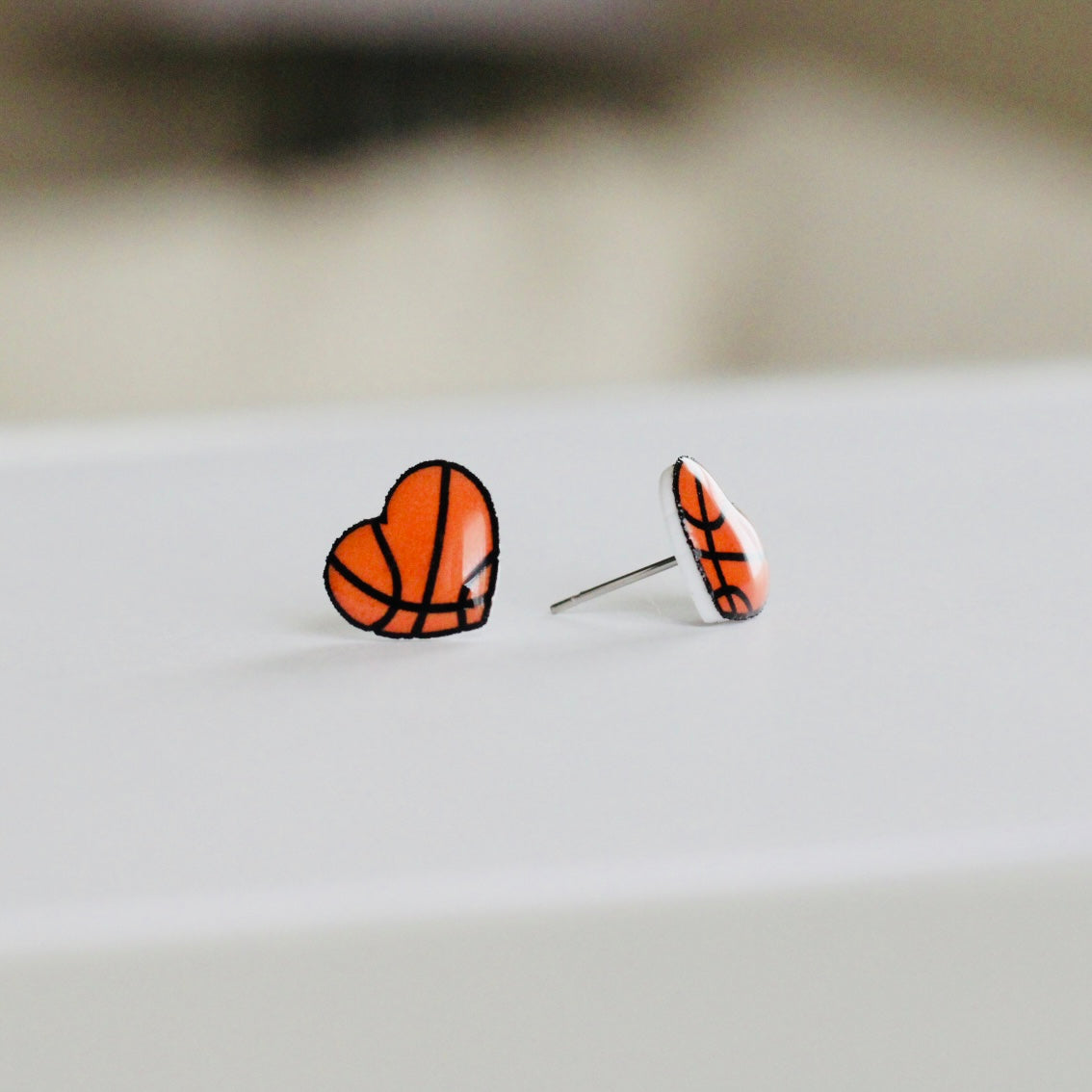 Basketball Heart Stud Earrings